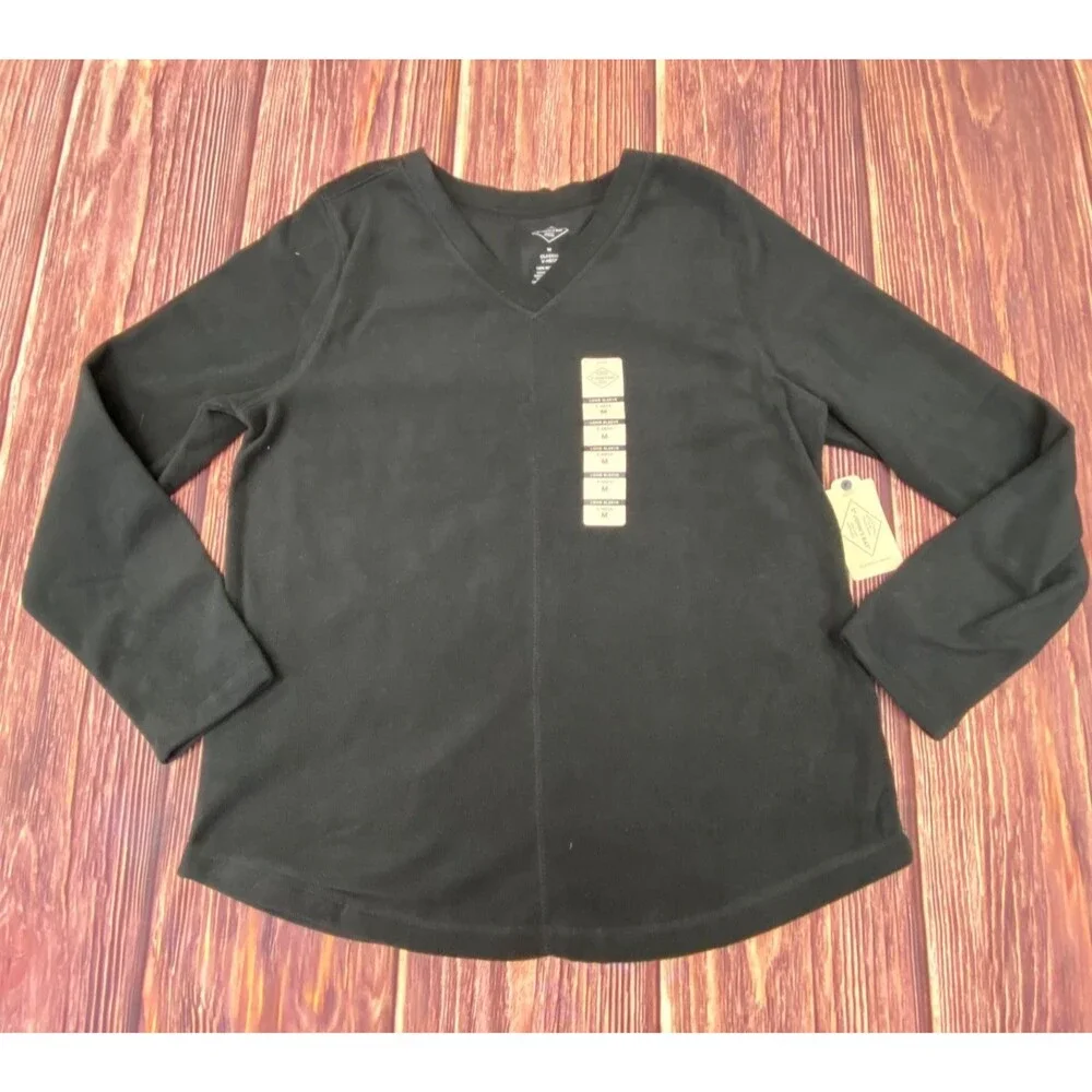 St. John’s Bay Women’s V-Neck Long Sleeve Top Black Size M Polyester - Picture 4 of 11
